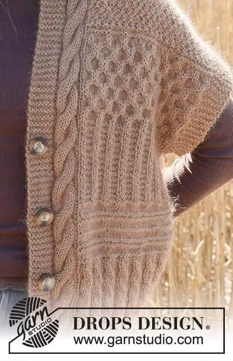 237-10 Cracked Walnuts Vest by DROPS Design