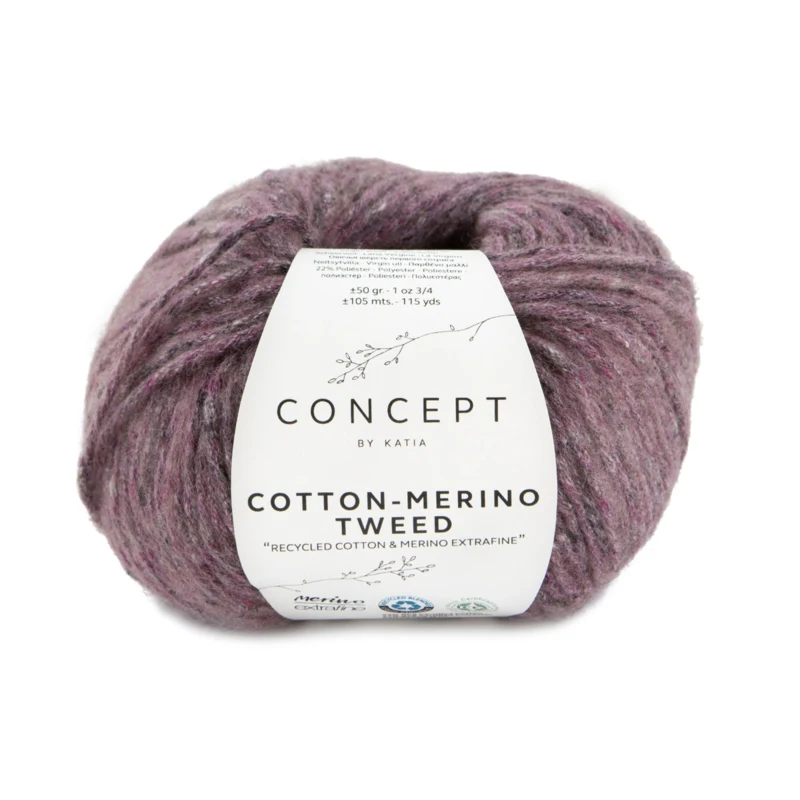 Katia Cotton-Merino Tweed 509 Meget mørk rosa
