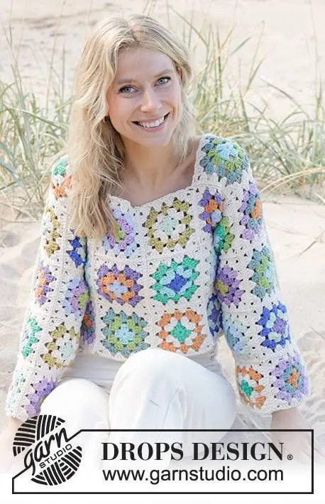241-16 Garden Squares Sweater by DROPS Design