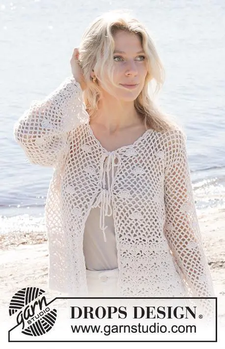 240-4 Shell Seeker Cardigan by DROPS Design