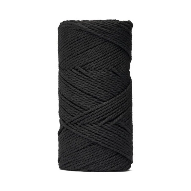 LindeHobby Macrame Lux, Knyttegarn, 2 mm 03 Sort