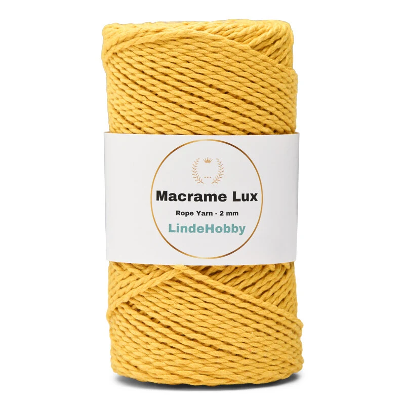 LindeHobby Macrame Lux, Knyttegarn, 2 mm 07 Gul