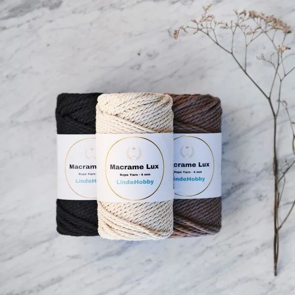 LindeHobby Macrame Lux, Knyttegarn, 4 mm