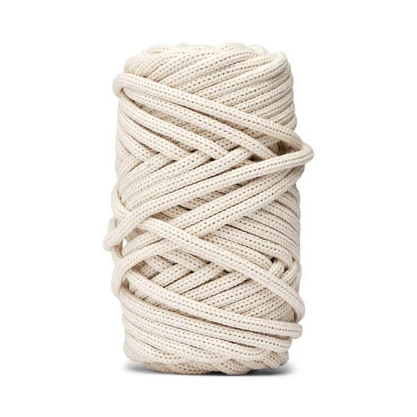 LindeHobby Macrame Lux, Flettet knyttegarn, 6 mm Naturhvid