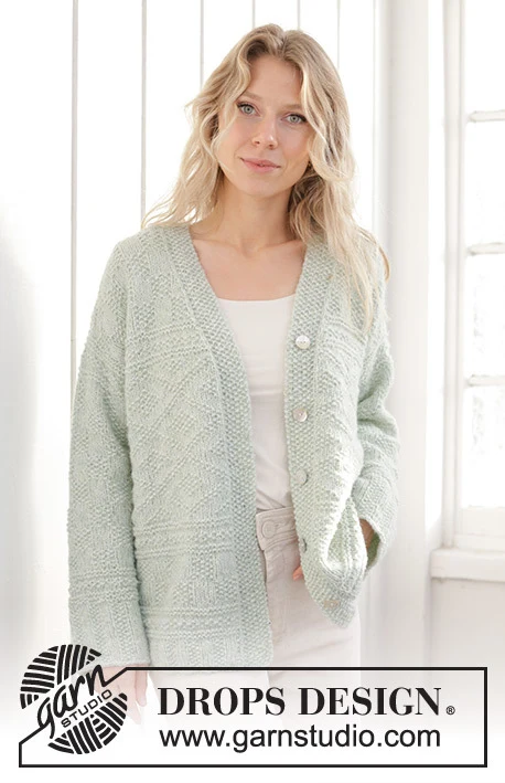 241-35 Mint Dream Cardigan by DROPS Design