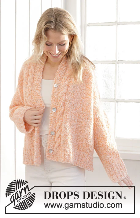 241-34 Peach Blossom Cardigan by DROPS Design