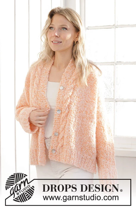 241-34 Peach Blossom Cardigan by DROPS Design