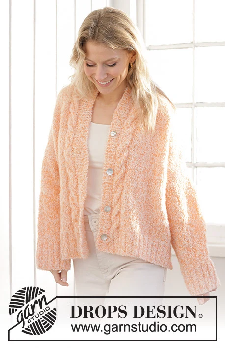 241-34 Peach Blossom Cardigan by DROPS Design