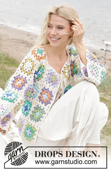 241-27 Garden Squares Cardigan by DROPS Design