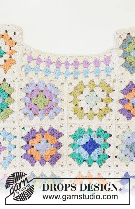 241-27 Garden Squares Cardigan by DROPS Design