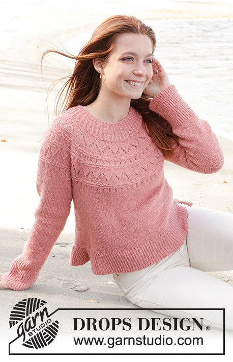 240-22 Blushing Rose Sweater by DROPS Design
