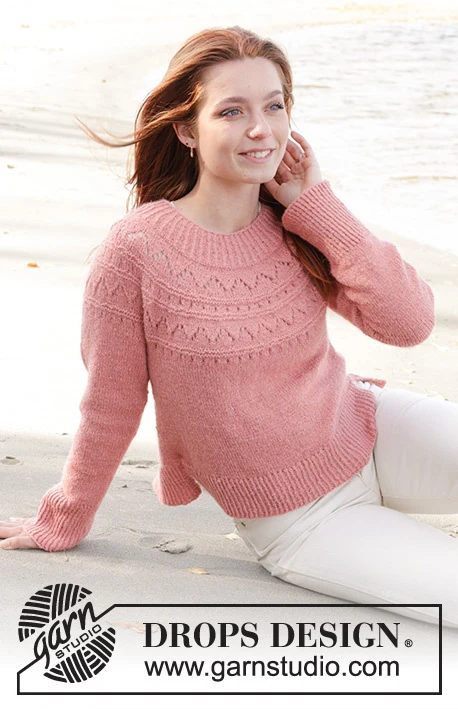 240-22 Blushing Rose Sweater by DROPS Design