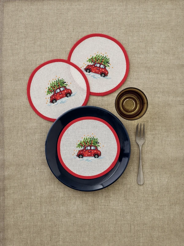 Permin Julebroderi - Bil flacon 3 stk Ø16cm