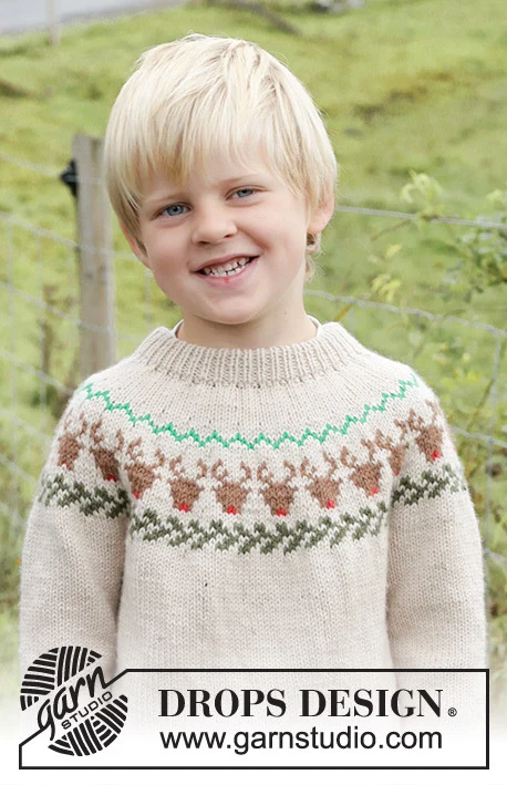 47-18 Reindeer Dance Sweater by DROPS Design