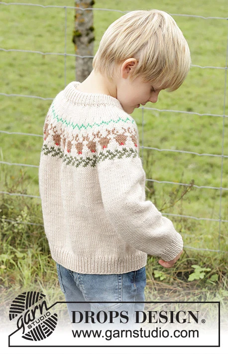 47-18 Reindeer Dance Sweater by DROPS Design