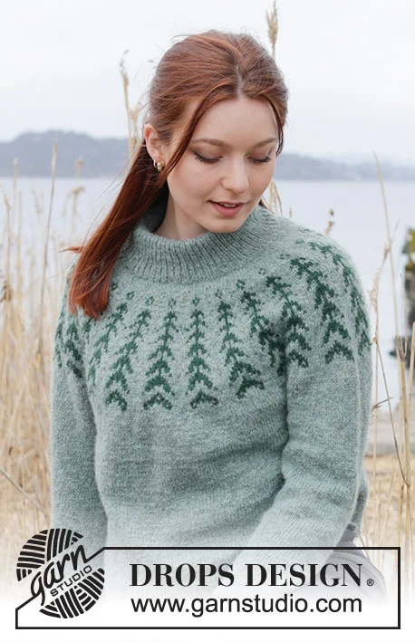 244-1 Ancient Woodlands Sweater by DROPS Design