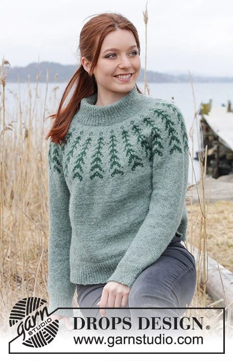 244-1 Ancient Woodlands Sweater by DROPS Design