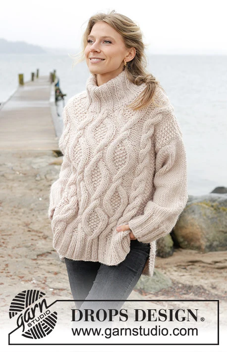243-23 Cable Beach Sweater by DROPS Design