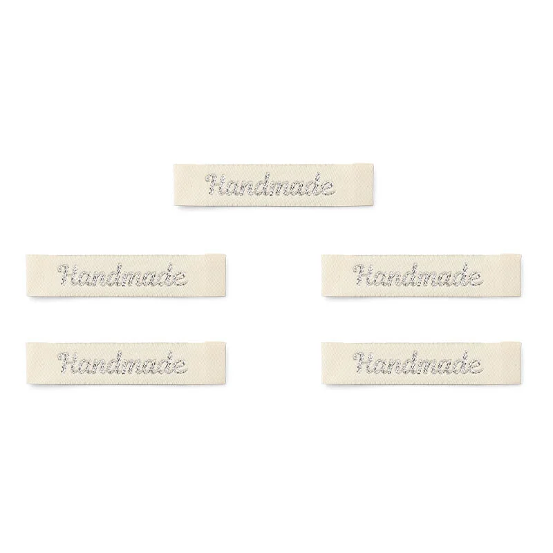 LindeHobby Handmade Label, Lang Natur, sølv, Magnolia Script