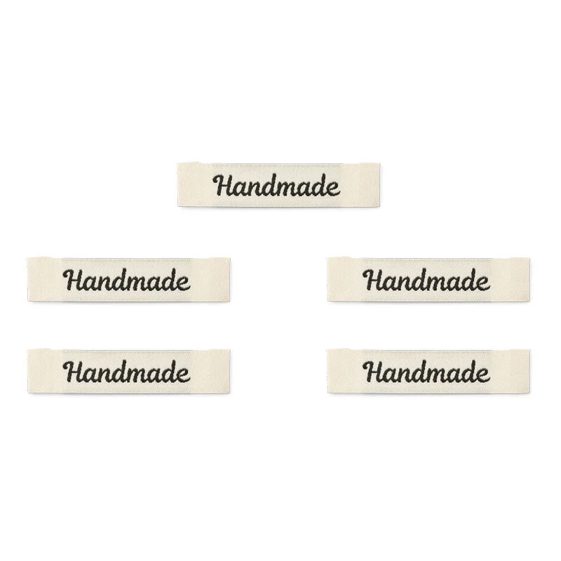 LindeHobby Handmade Label, Lang Natur, sort, Magnolia Script