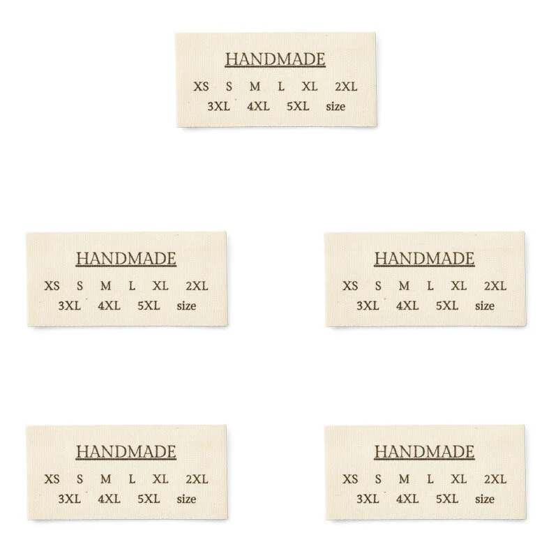 LindeHobby Handmade Med Størrelser Label (6 cm x 3 cm), 5 stk Voksenstørrelser