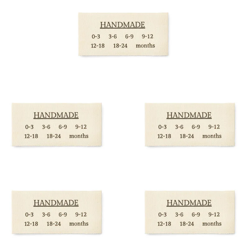 LindeHobby Handmade Med Størrelser Label (6 cm x 3 cm), 5 stk Babystørrelser