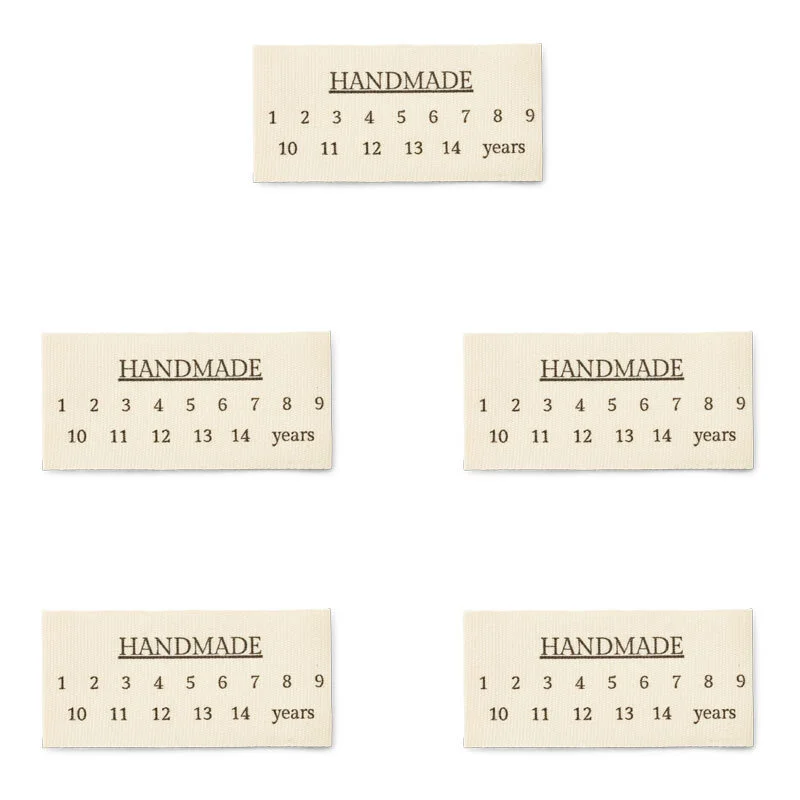 LindeHobby Handmade Med Størrelser Label (6 cm x 3 cm), 5 stk Børnestørrelser