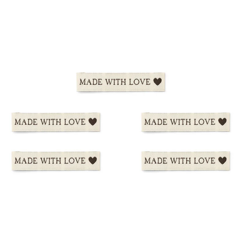LindeHobby Made With Love, Label Med Motiv (7 cm x 1 cm), 5 stk