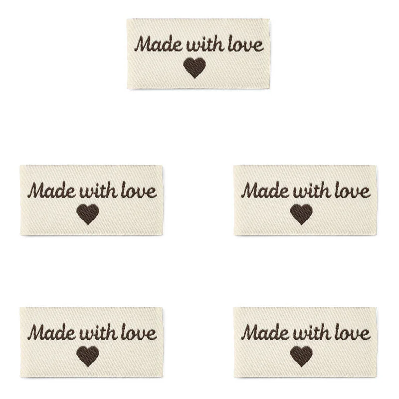 LindeHobby Made With Love, Label Med Motiv (4 cm x 2 cm), 5 stk