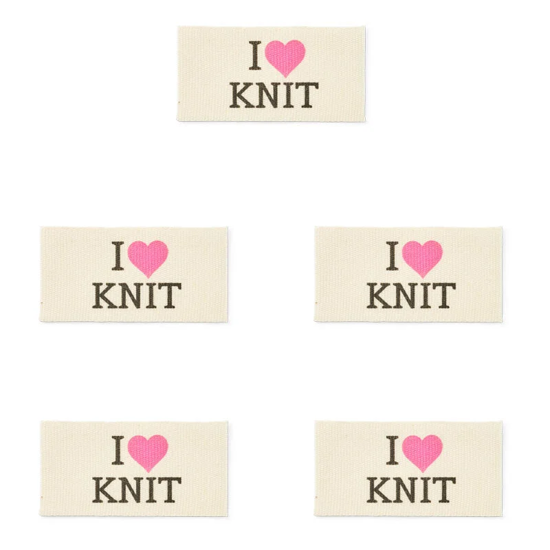 LindeHobby I Love Knit Label (4 cm x 2 cm), 5 stk