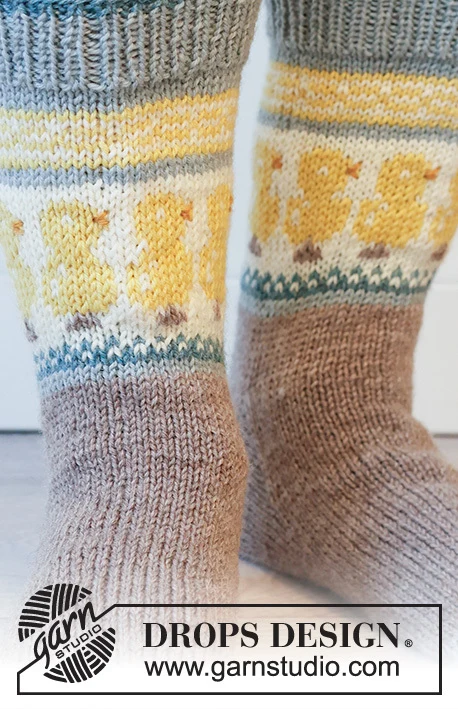 Dancing Chicken Socks by DROPS Design