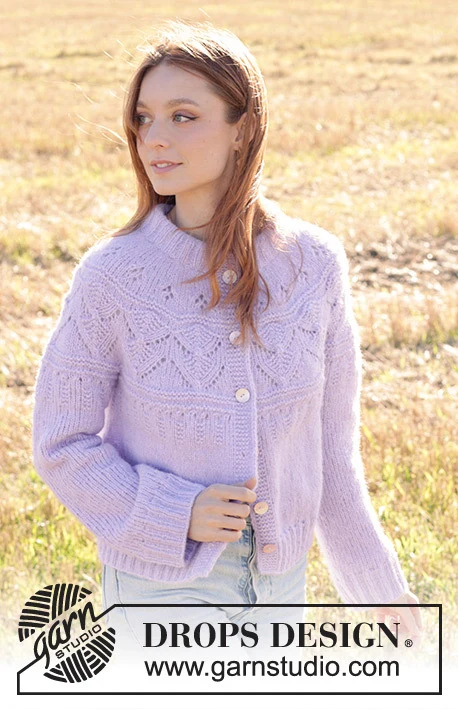 250-36 Lavender Harvest Cardigan by DROPS Design
