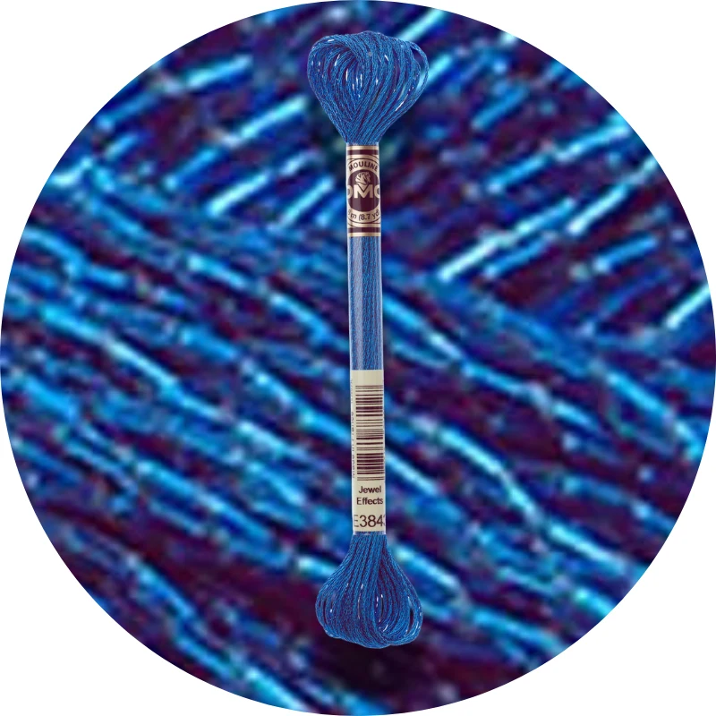 DMC Mouliné Light Effects E3843 Metallisk poolblå