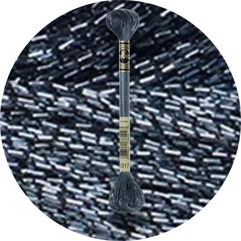 DMC Mouliné Light Effects E317 Metallisk stål