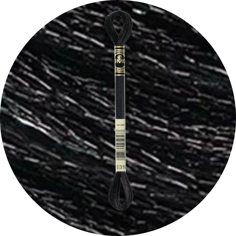 DMC Mouliné Light Effects E310 Metallisk sort