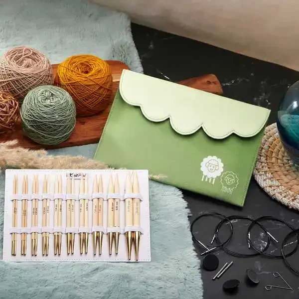 KnitPro Bamboo Udskiftelige Rundpindesæt Deluxe