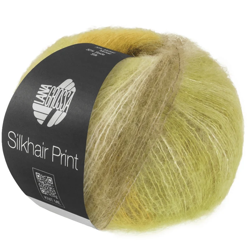 Lana Grossa Silkhair Print 433 Limette/gul/taupe/lys beige