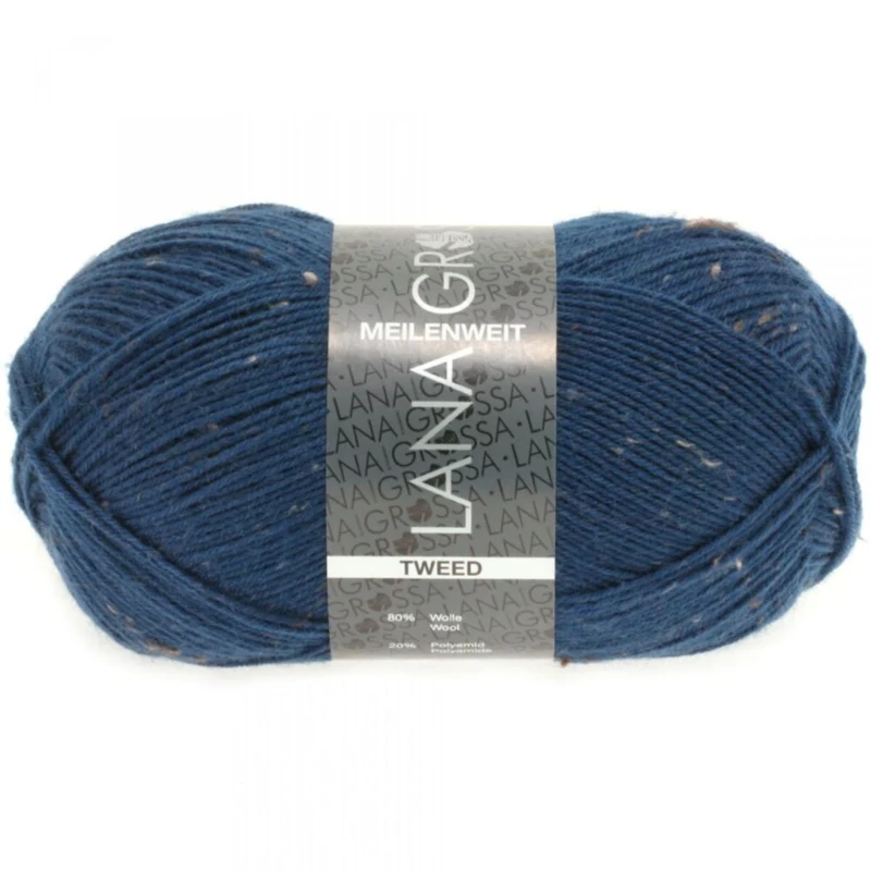 Lana Grossa Meilenweit 100 Tweed 128 Mørk petrolblå