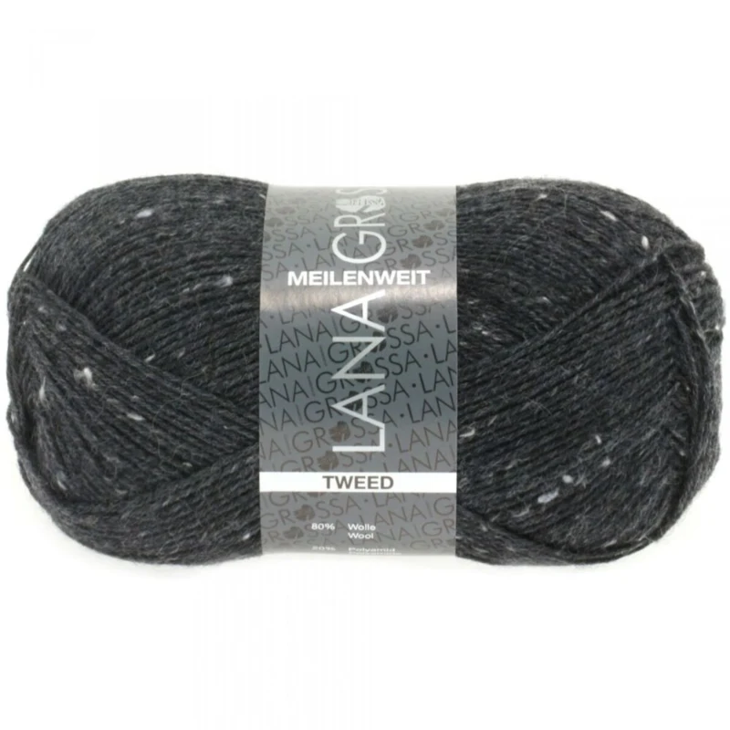 Lana Grossa Meilenweit 100 Tweed 107 Antracit