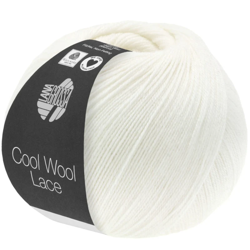 Lana Grossa Cool Wool Lace 28 Hvid