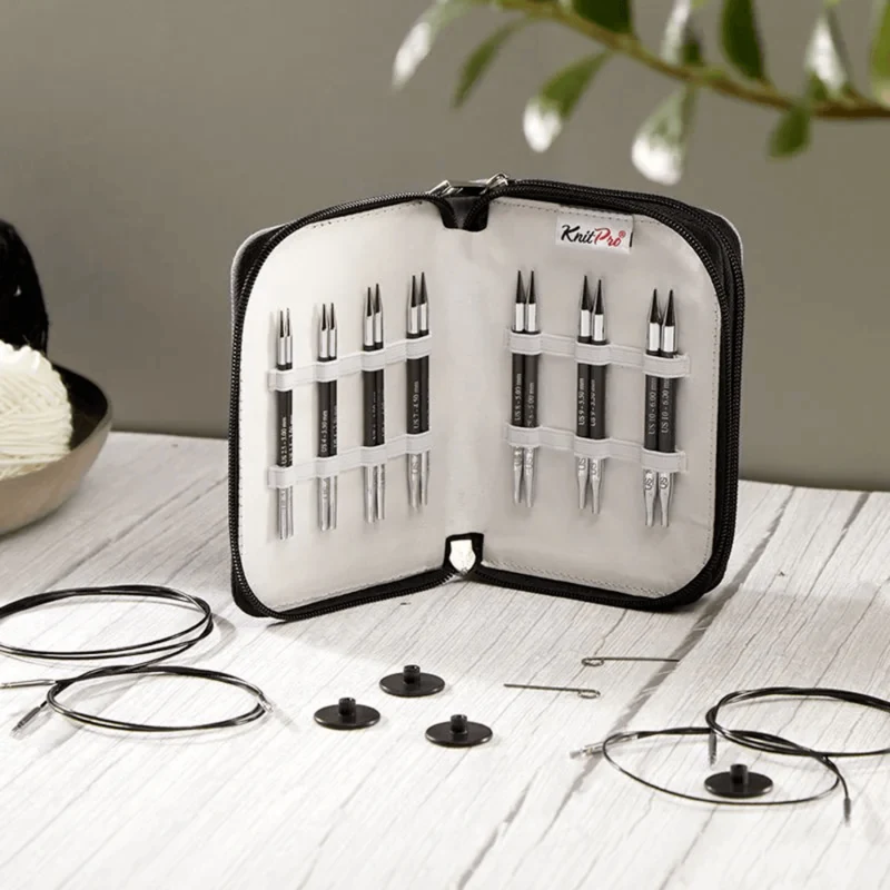 KnitPro Karbonz Special Udskiftelige Rundpindesæt, Midi, 10 cm