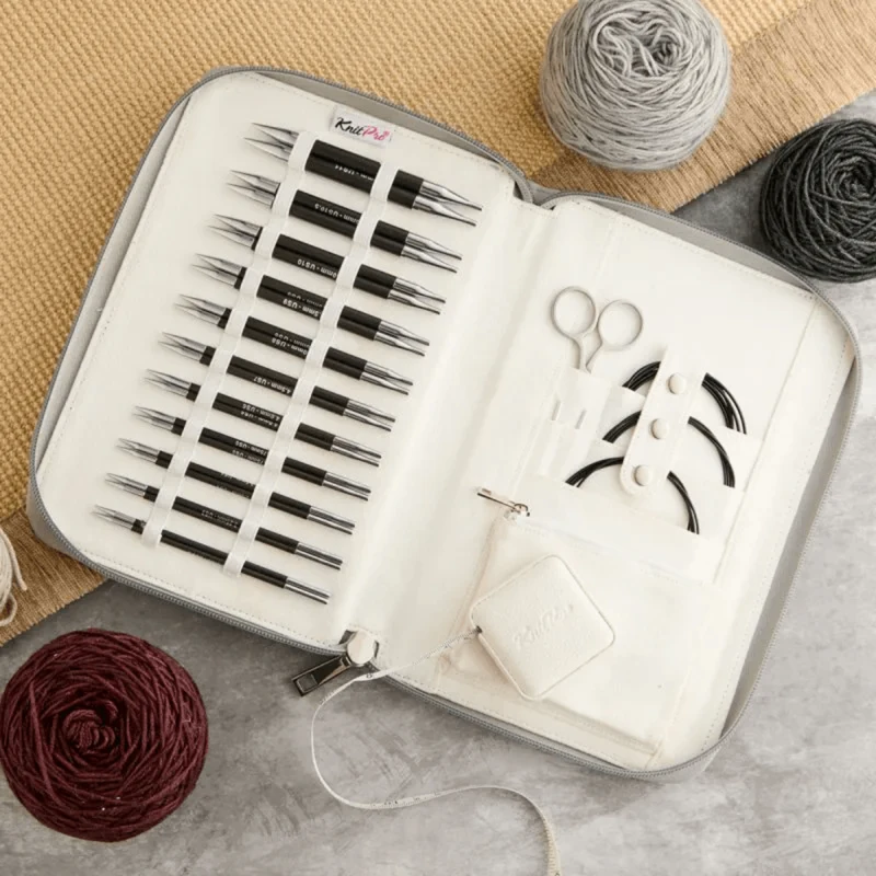 KnitPro Karbonz Normal Udskiftelige Rundpindesæt, Regal, 13 cm