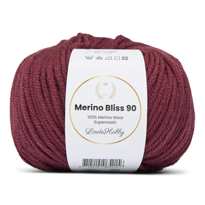 LindeHobby Merino Bliss 90 29 Mørk bordeaux