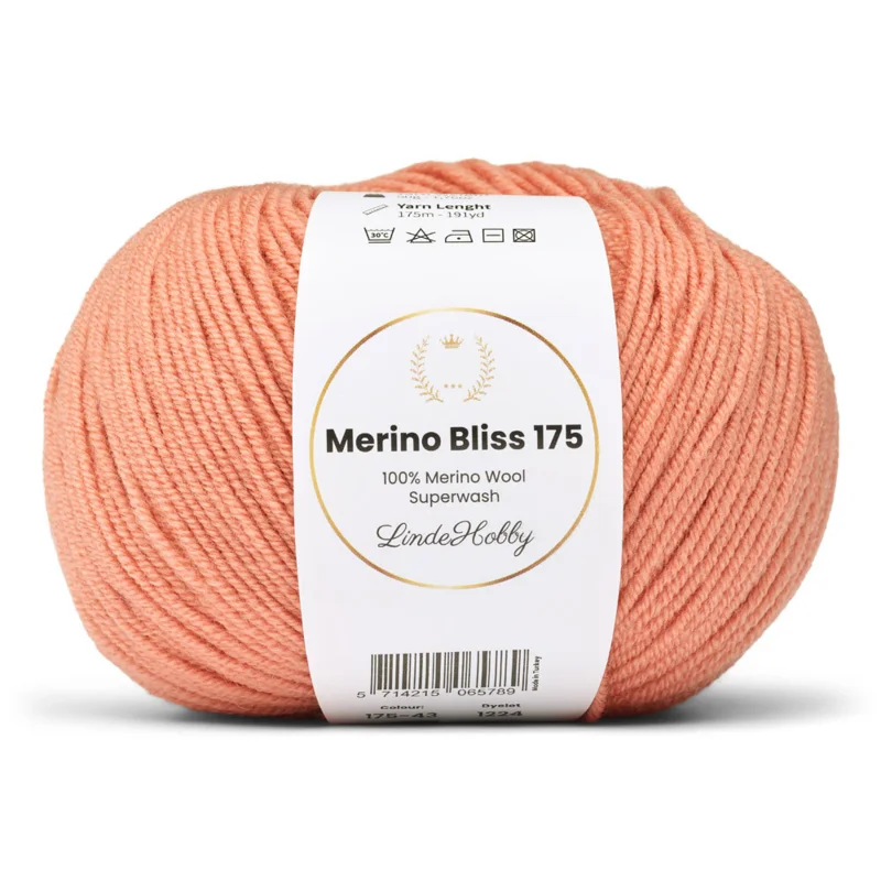 LindeHobby Merino Bliss 175 43 Lys laksefarvet
