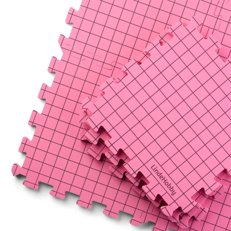 LindeHobby Blocking Måtter i Filtet Taske med 100 T-nåle, Lyserød