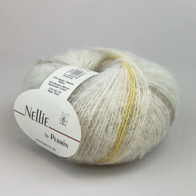 Permin Nellie 10 Råhvid/gul/grøn