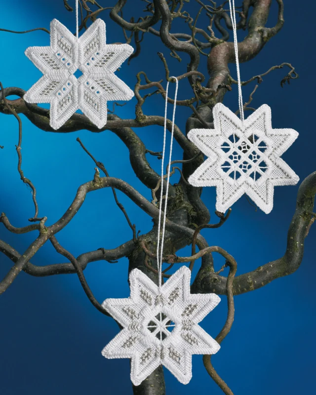 Broderikit Julestjerner 3-pak 8 x 8 cm