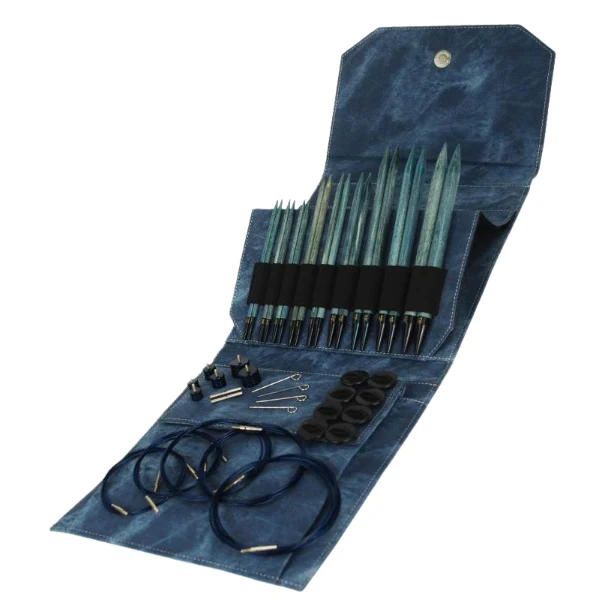 LYKKE Udskiftelige Rundpindesæt Indigo Long, Blå, Forskellige længder