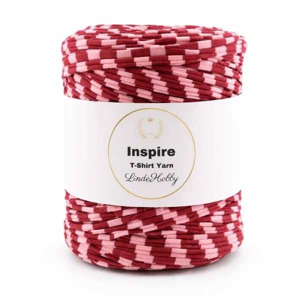 LindeHobby Inspire Print 37 Lyserød med bordeaux striber