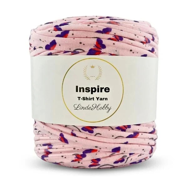 LindeHobby Inspire Print 08 Lyserød med sommerfugle